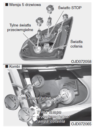 Kia Ceed: Oświetlenie Wnętrza Pojazdu (Wersja 5 Drzwiowa I Kombi) - Wymiana Żarówek Świateł Tylnej Lampy Zespolonej - Żarówki Lamp - Konserwacja Samochodu