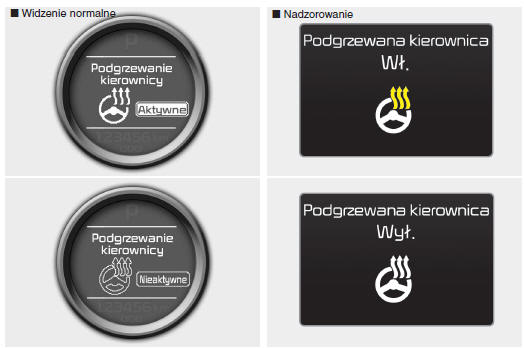 Podgrzewana kierownica (jeżeli są w wyposażeniu)