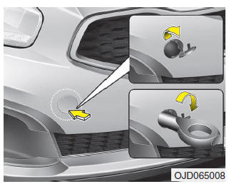 Kia Ceed: Przedni Hak Holowniczy (Jeżeli Są W Wyposażeniu) - Holowanie - Postępowanie W Przypadku Awarii