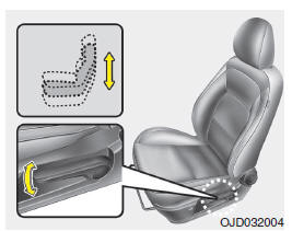 Zmiana wysokości poduszki siedzenia (jeżeli są w wyposażeniu)
