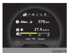 Kia Ceed: Tryb Informacji Dotyczących Jazdy - Komputer Podróży - Zestaw Przyrządów I Wskażników (Nadzorowanie) - Poznawanie Samochodu