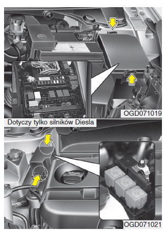 Wymiana bezpieczników skrzynki komory silnikowej
